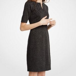 Ann Taylor Herringbone Split Neck Sheath Dress